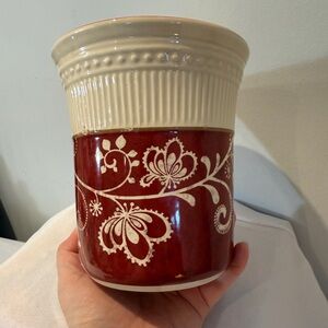 Pier 1 Red and Cream utensil holder